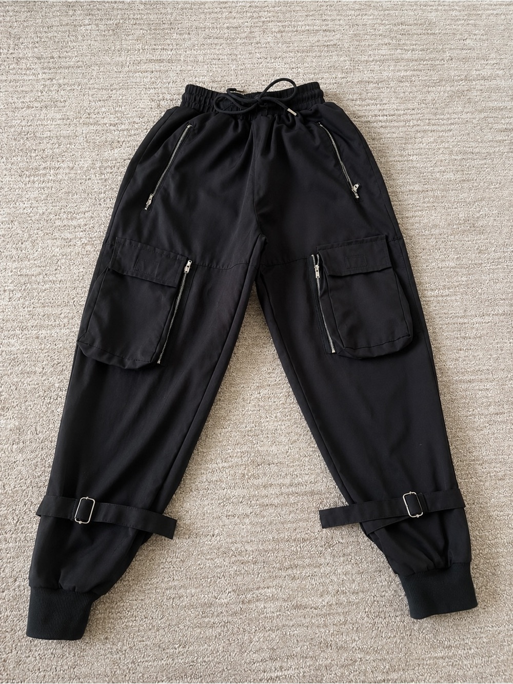 Black Y2K Techwear Cargo Jogger Pants Streetwear Utility XS 🖤 - Picture 4 of 5